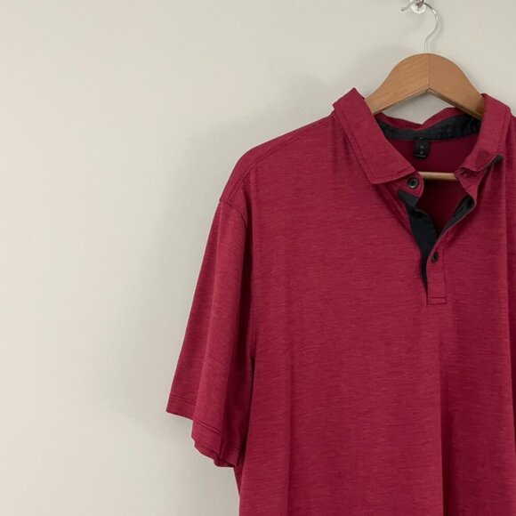 Lululemon Evolution Short Sleeve Polo Shirt in Ruby Red Men's Size XL - Picture 6 of 6